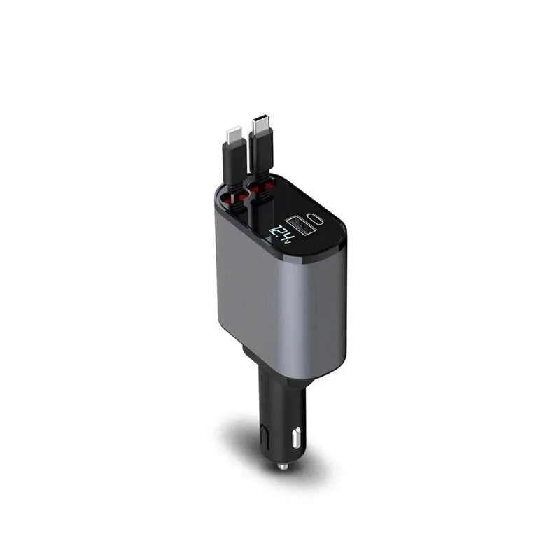 Carregador Veicular Incrível 4 em 1 com Cabos Retráteis - Veluz4XCharge™